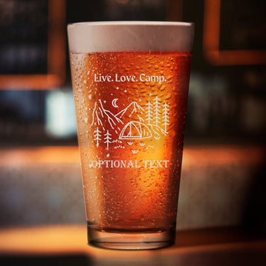 Adventure Night View Mountain Trees Custom Beer Glass